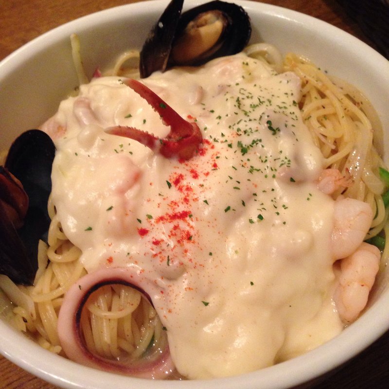 シーフードクリームスパゲティ(カフェ ド ムッシュ 姫路店)