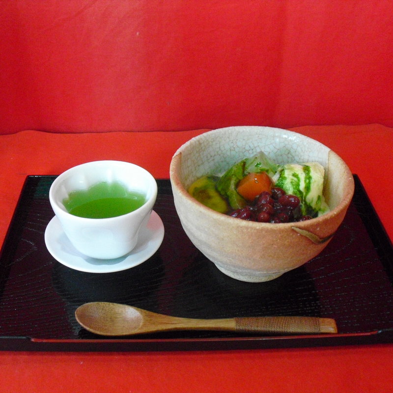 宇治抹茶クリームあんみつ(富士園本店)