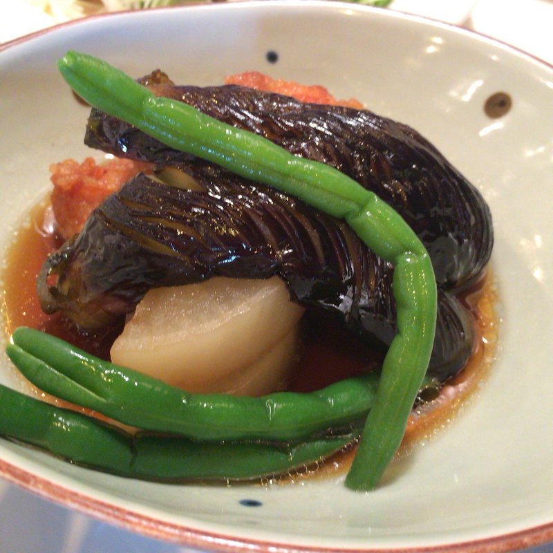 茄子と鶏のから揚げの煮浸し定食(手しおごはん玄 中野坂上店)