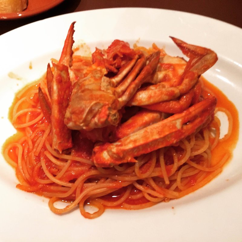 ランチ　パスタ　渡り蟹のトマトソース(エノテカ ドォーロ 平河町店)