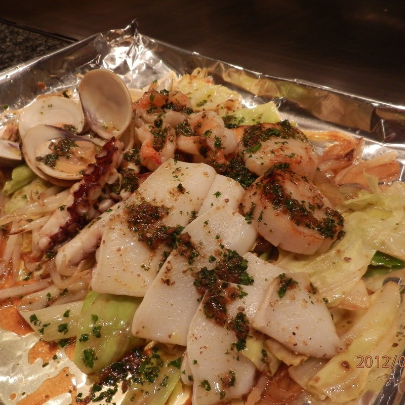 シーフードと野菜の鉄板焼き(お好み焼き鉄板焼き瀬川)