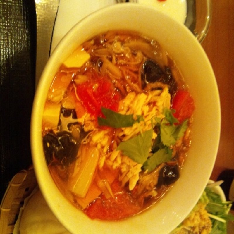 蒸し鶏ときのこのサンラーメンセット（選べるセット）(粥餐庁 (かゆさんちん) 新都心コクーン店)