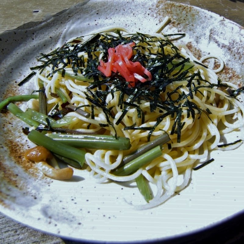 和風　山菜スパゲティー(シャーレ水ヶ浜)