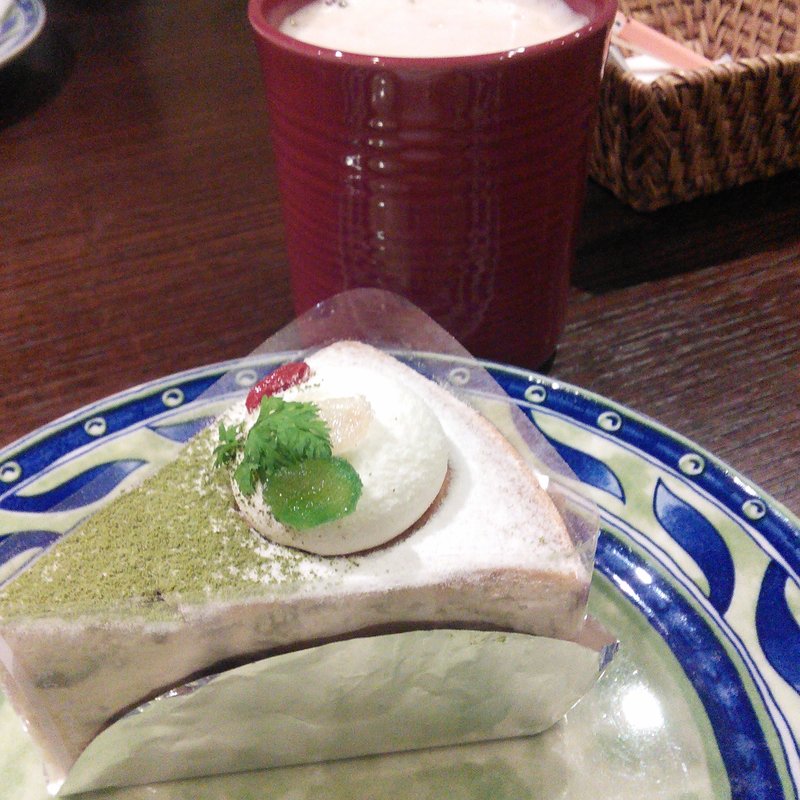 あずきのチーズケーキ  カフェオレセット(汐汲坂ガーデン)