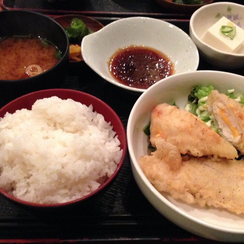 鳥ささみチーズ定食(楽笑家)