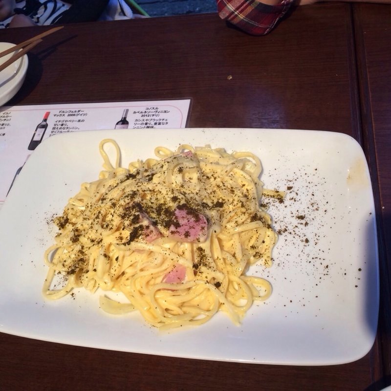 黒七味と厚切りベーコンのカルボナーラ(大盛り)(バルーチョ 朝霞台店)