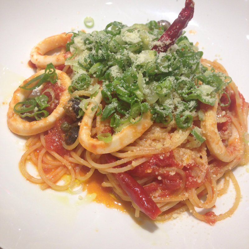 九条葱とイカのトマトパスタ(ハタケノパスタ イオンモール京都桂川店 )