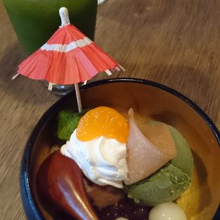 天龍寺パフェセット(イクスカフェ 嵐山本店 （eX cafe）)