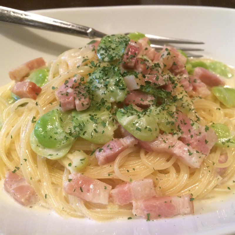 ベーコンとそら豆のクリームパスタ(pangea（パンゲア）)