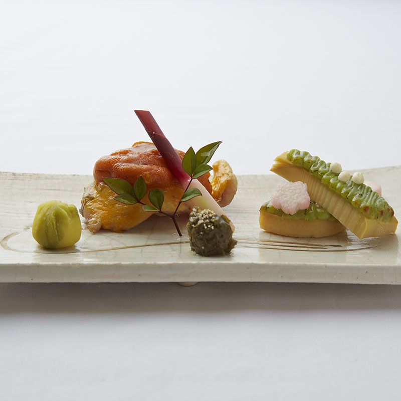 鰆のウニ添え　筍の抹茶ソース(割烹 花和清 （カッポウカワセ）)