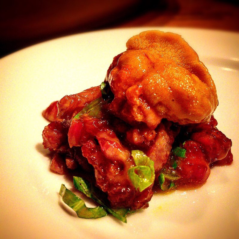 熟成牛のタルタル ウニと極上タルタルのマリアージュ(旬熟成 Hanare （シュンジュクセイ ハナレ）)