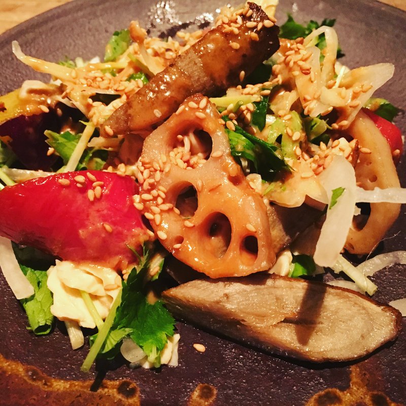湯葉と根菜のサラダ(うどん山長 恵比寿店)