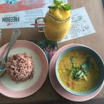 savory pumpkin ginger curry with steam red rice(freebirdcafe)