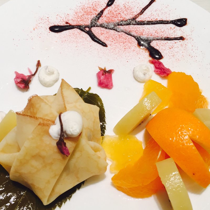 ドリンク付 清見オレンジとクレープの春プレート(千疋屋総本店 アトレ信濃町店 （總本店 センビキヤソウホンテン）)