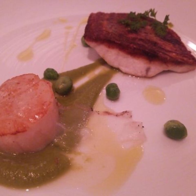 ホタテとスズキのロースト(ファットリーア エッセ)