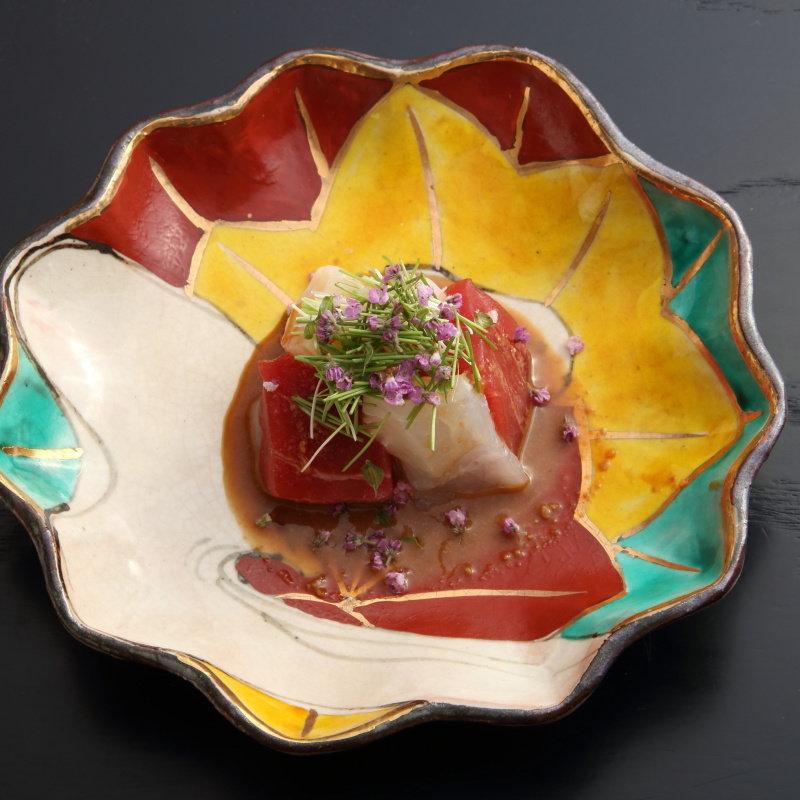 マグロと白身の漬け(浅草 日本料理 もちづき)