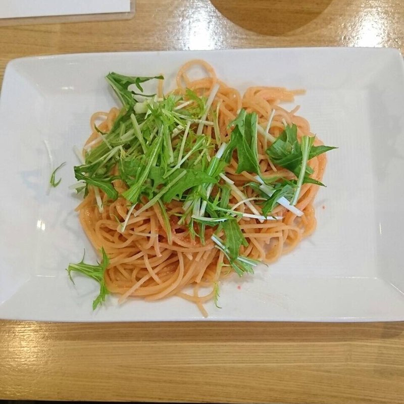 水菜と明太子のパスタ(北斎茶房)