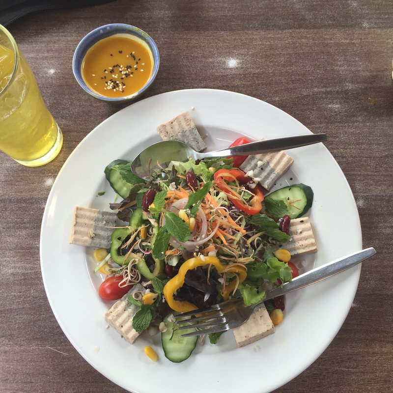 green thaiherb salad with tofu(pun pun vegetarian restraunt)