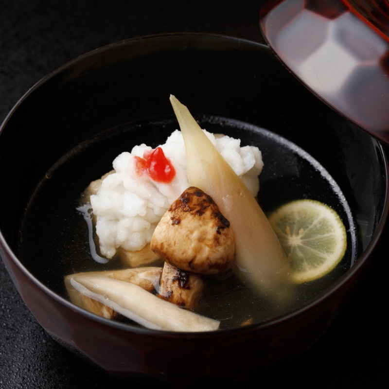 鱧の湯引き　松茸(美ささ苑)