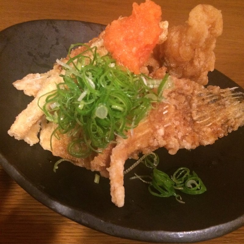 魚の骨のから揚げ(道しるべ)