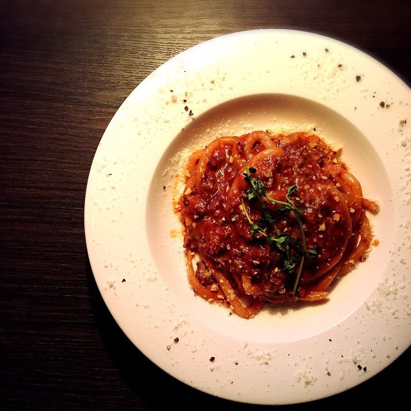 うどんパスタピチ 赤ワインたっぷりミートソース(バー エリキシル （BAR ELIXIRS）)