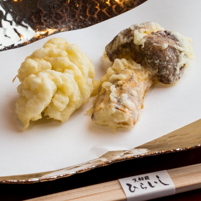 ハモ　松茸の天麩羅(ひらいし)