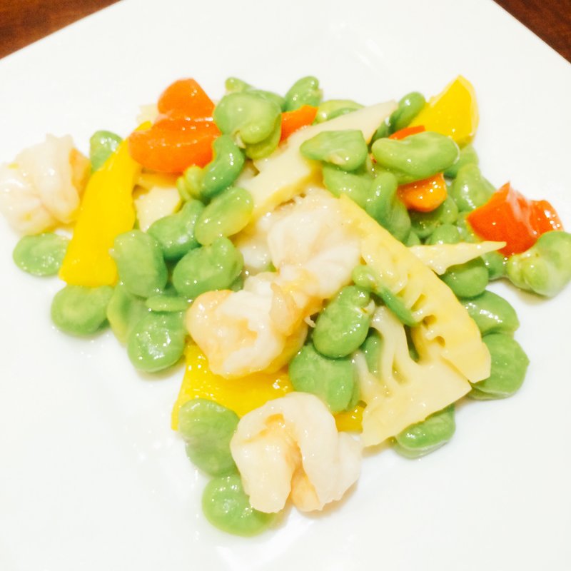 そら豆と新竹の子と海老の塩炒め(同心居 清瀬店)