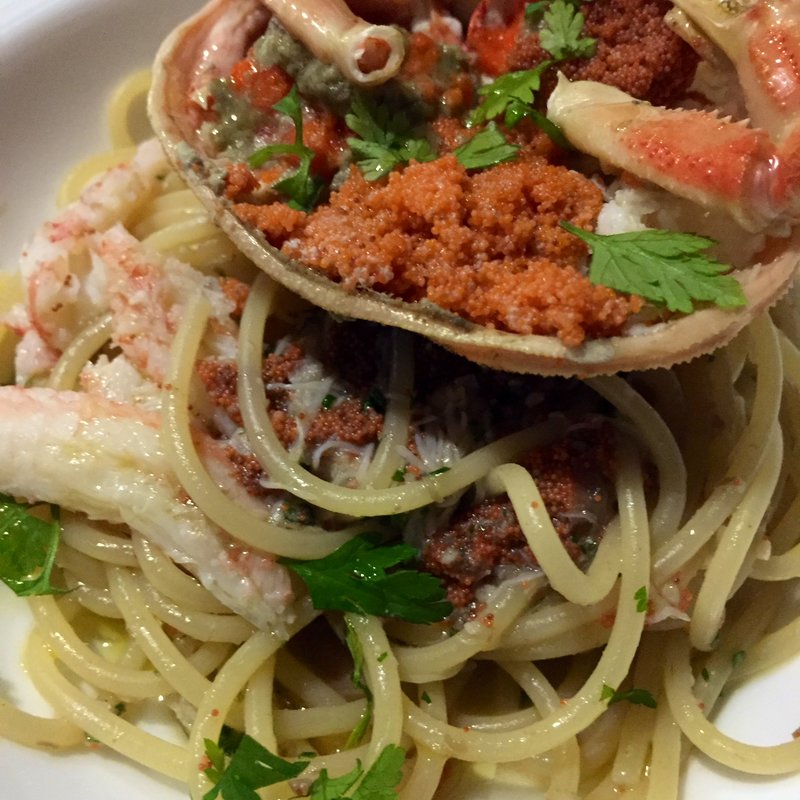 毛ガニのバジルパスタ(ラ バルカ)