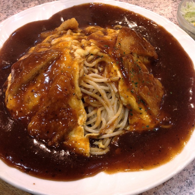あんかけスパゲッティ カツ、卵、チーズのせイチハン(そ〜れ あんかけスパ総本店)