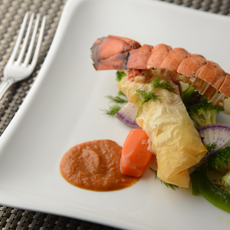 海老のグリル　湯葉の素揚げ(Eau mont オ モン)