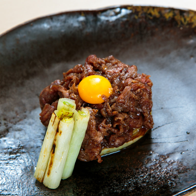 肉そぼろ　焼きネギ(炭火割烹 大嶋)