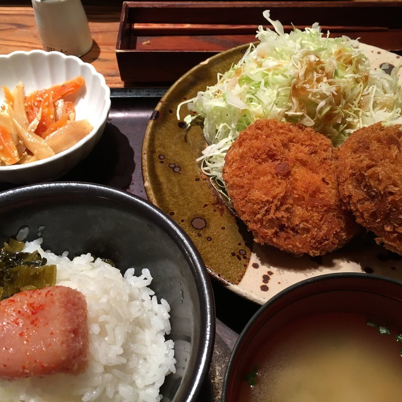 メンチカツ定食(博多もつ鍋やまや コレド室町店)
