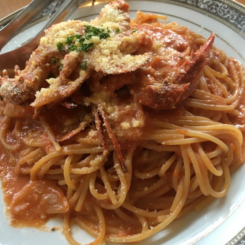 渡り蟹のパスタ(大盛)(田舎カフェオーチャード)