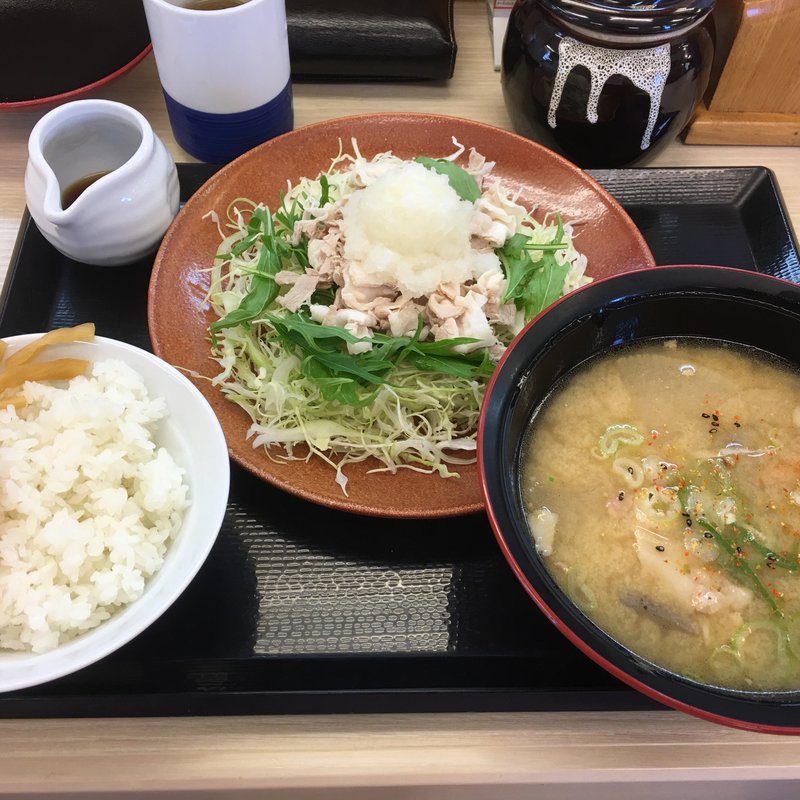 朝の冷しゃぶ定食 (豚汁大に変更)(かつや 海老名店)
