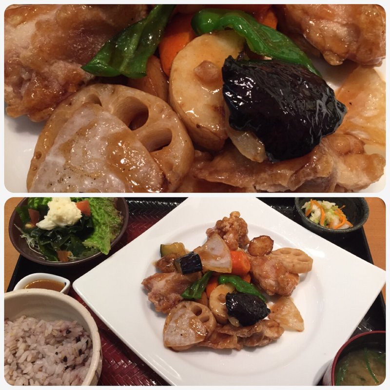 鶏と野菜の黒酢あん定食(大戸屋 ゆめタウン出雲店 )