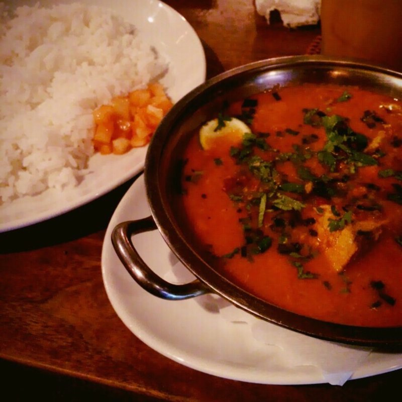 鰹のカレーとジャスミンライス