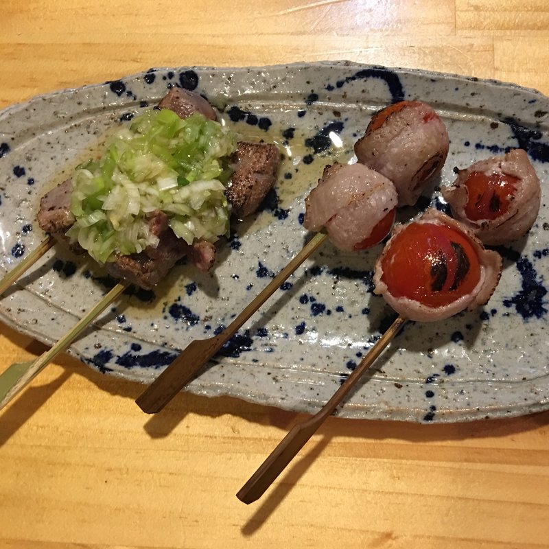 ネギ塩レバー & 豚トマト(鳥と魚 )