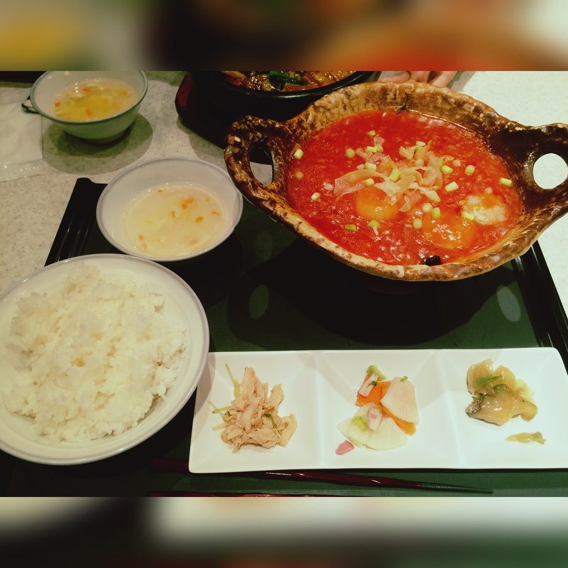 ふんわり卵あんかけのエビチリ定食(イオン盛岡南ショッピングセンター　台風厨房)