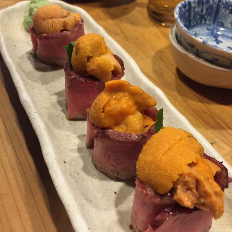 ウニの牛肉巻(かねます )