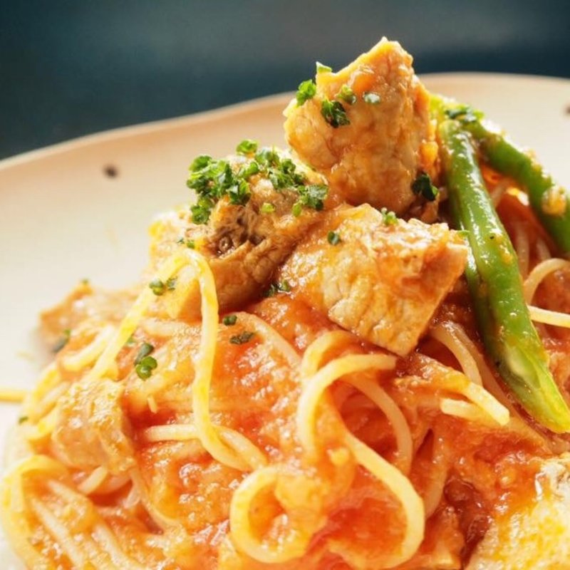 豚肉と野菜のトマトソースパスタ(カフェ ド ガモヨン （café de GAMOYON）)