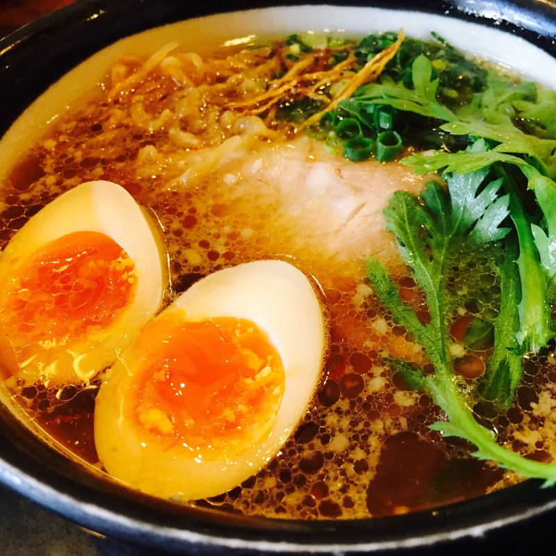 新味、玉子トッピング(上本町 麺乃家)