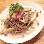 ベーコンクリーム信州そばパスタ