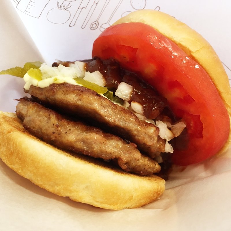 スパイシーダブルバーベキューモスバーガー 野菜と果実の特製ソース(モスバーガー藤崎店)