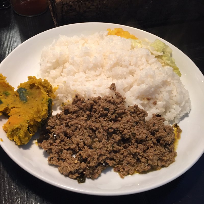 ハイデラバードのマトンキーマとかぼちゃ(辛口飯屋 森元 )