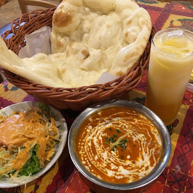 長芋、チキン、激辛カレー(ガンガ マハル 石橋店)