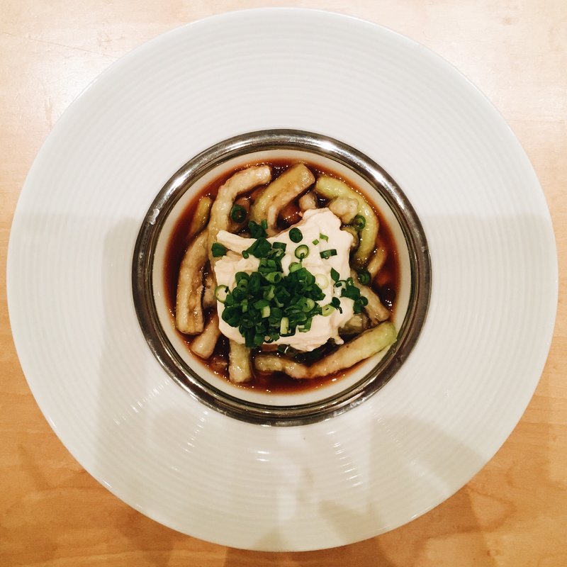 湯葉となすのポン酢冷菜(酒彩蕎麦 初代)