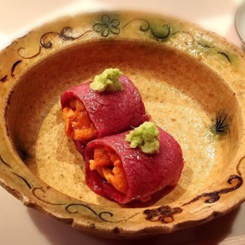 和牛クラシタ生雲丹巻き(和牛銘菜　然 （ゼン【旧店名】CHARCOAL GRILL 然）)