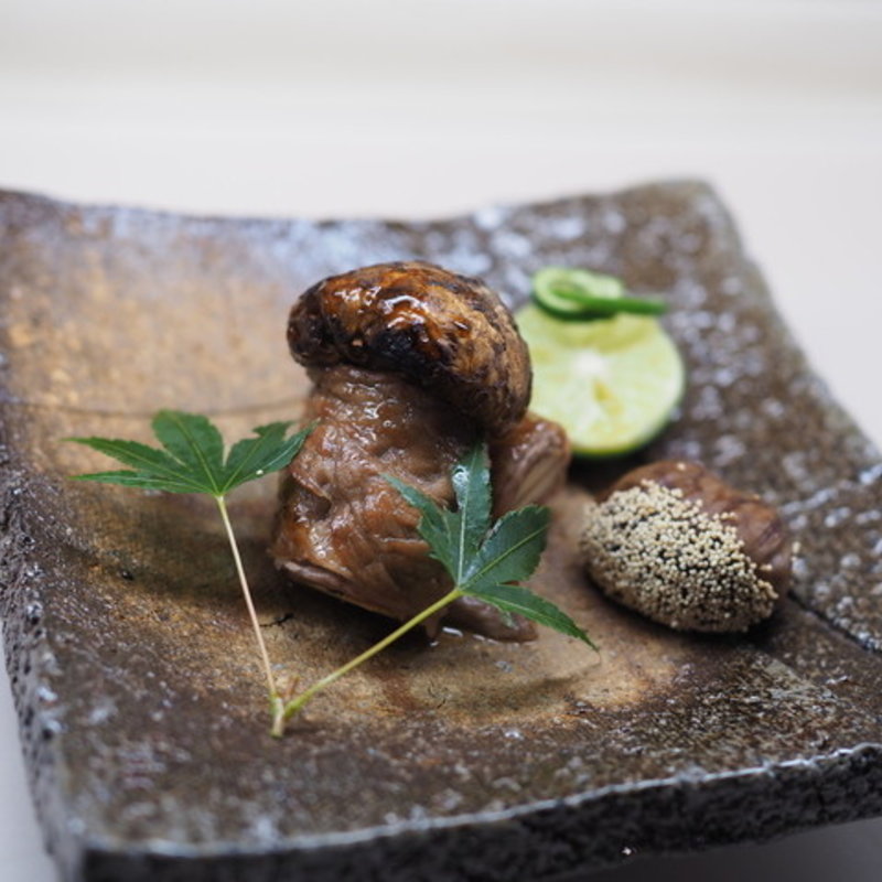 和牛ランプ　早松茸　炭火照り焼き(和牛銘菜　然 （ゼン【旧店名】CHARCOAL GRILL 然）)