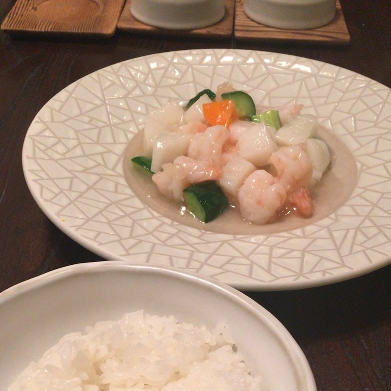 エビと長芋の塩あんかけ炒め(孫 阿佐ヶ谷店)