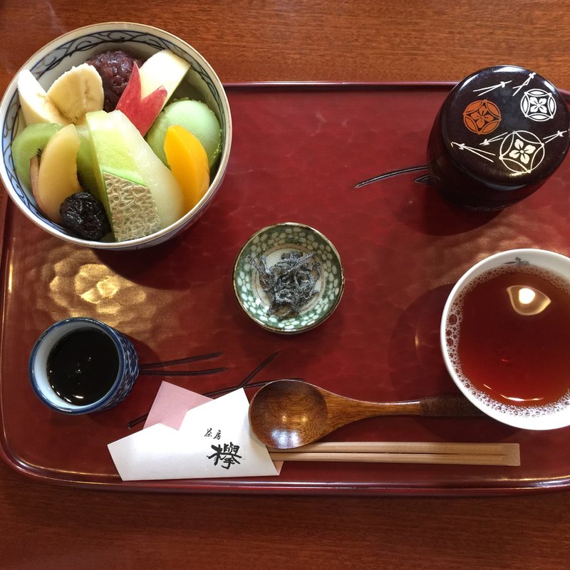 抹茶クリームあんみつ(欅)